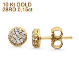 Solid 10K Gold 5.8mm Round Diamond Stud Earrings With Push Back