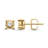 Solid 10K Yellow Gold 5mm Round Classic Diamond Stud Earrings With Screw Backing