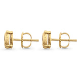 Solid 10K Gold 7mm Round Diamond Stud Earrings With Screw Backing