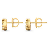 Ohrstecker aus massivem 10-Karat-Gold, 8 mm, rund, mit birnenförmigem Diamant