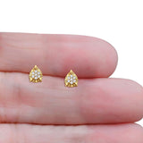 Solid 10K Gold 8mm Round Pear Shaped Diamond Stud Earrings