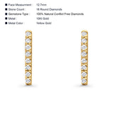 Diamant-Linien-Ohrstecker, 12,7 mm, rund, modisch, 10-karätiges Gold