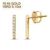 Diamond Line Stud Earrings 12.7mm Round Fashion 10K Gold