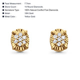 Solid 10K Gold 7.7mm Round Diamond Stud Earrings With Screw Backing