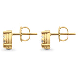 Solid 10K Gold 7.7mm Round Diamond Stud Earrings With Screw Backing