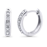 Solid 10K Gold 12.7mm Round Diamond Hoop Earrings With Post And Click Backing