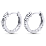 Solid 10K Gold 12.7mm Round Diamond Hoop Earrings With Post And Click Backing