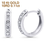 Solid 10K Gold 12.7mm Round Diamond Hoop Earrings With Post And Click Backing
