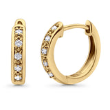 Solid 10K Gold 12.7mm Round Diamond Hoop Earrings With Post And Click Backing