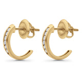 Solid 10K Gold 12.7mm Round Diamond Hoop Earrings With Screw Backing