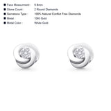 Solid 10K Gold 5.8mm Round Diamond Stud Earrings With Screw Backing