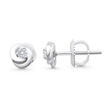 Solid 10K Gold 5.8mm Round Diamond Stud Earrings With Screw Backing