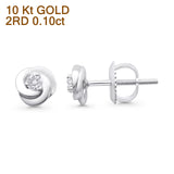 Solid 10K Gold 5.8mm Round Diamond Stud Earrings With Screw Backing
