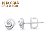 Ohrstecker aus massivem 10-Karat-Gold, 5,8 mm, mit rundem Diamant und Schraubverschluss