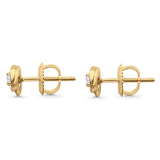 Solid 10K Gold 5.8mm Round Diamond Stud Earrings With Screw Backing