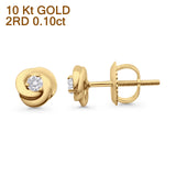 Solid 10K Gold 5.8mm Round Diamond Stud Earrings With Screw Backing