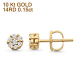 Ohrstecker aus massivem 10-karätigem Gold, 4,9 mm, runde Cluster-Diamant-Ohrstecker mit Schraubverschluss