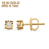 Ohrstecker aus massivem 10-karätigem Gold, 4,2 mm, klassische runde Diamant-Ohrstecker mit Schraubverschluss