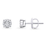 Solid 10K Gold 5mm Classic Round Diamond Stud Earrings With Screw Backing