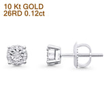 Solid 10K Gold 5mm Classic Round Diamond Stud Earrings With Screw Backing