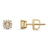 Solid 10K Gold 5mm Classic Round Diamond Stud Earrings With Screw Backing