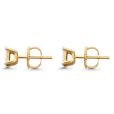 Ohrstecker aus massivem 10-Karat-Gold, 5 mm, quadratisch, klassisch, rund, mit feinem Diamant