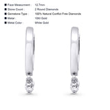 Solid 10K Gold 12.7mm Round Diamond Hoop Earrings With Post And Click Backing