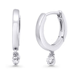 Solid 10K Gold 12.7mm Round Diamond Hoop Earrings With Post And Click Backing