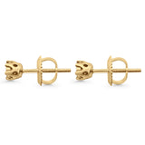 Solid 10K Gold 4.3mm Round Diamond Stud Earrings With Screw Backing