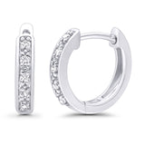 Solid 10K Gold 12.7mm Round Half Eternity Diamond Hoop Earrings