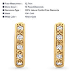 Solid 10K Gold 12.7mm Round Half Eternity Diamond Hoop Earrings