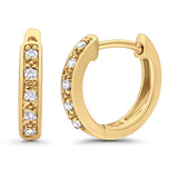 Solid 10K Gold 12.7mm Round Half Eternity Diamond Hoop Earrings