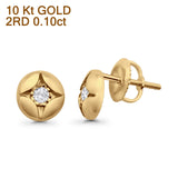 Ohrstecker aus massivem 10-karätigem Gold, 7 mm, rund, halbkugelförmig, sternförmig, Diamant-Ohrstecker