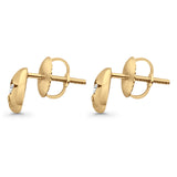 Solid 10K Gold 7.1mm Square Shaped Round Fine Diamond Stud Earrings