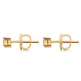 Solid 10K Gold 4mm Square Shaped Round Diamond Stud Earrings