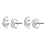 Solid 10K Gold 7.8mm Heart Shaped Round Diamond Stud Earrings