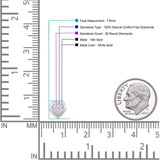 Ohrstecker aus massivem 10-Karat-Gold, 7,8 mm, herzförmig, mit rundem Diamant