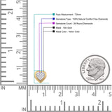 Ohrstecker aus massivem 10-Karat-Gold, 7,8 mm, herzförmig, mit rundem Diamant