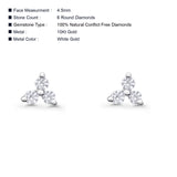 Solid 10K Gold 4.5mm Trio Round Diamond Stud Earrings With Screw Backing