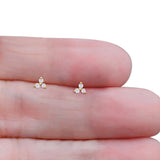 Solid 10K Gold 4.5mm Trio Round Diamond Stud Earrings With Screw Backing