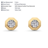 Ohrstecker aus massivem 10-karätigem Gold mit 7,4 mm achteckigen runden Diamanten