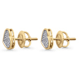 Solid 10K Gold 7.9mm Heart Shaped Round Diamond Stud Earrings