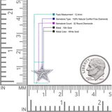 Ohrstecker aus massivem 10-Karat-Gold, 12,4 mm, sternförmig, mit rundem Diamant