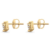 Ohrstecker aus massivem 10-Karat-Gold, 6,8 mm, quadratisch, rund, mit Diamanten