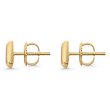 Solid 10K Gold 6.9mm Square Shaped Round Diamond Stud Earrings