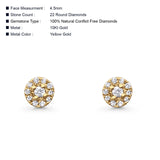 Solid 10K Gold 4.5mm Round Diamond Stud Earrings