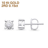 Solid 10K Gold 5.4mm Classic Round Diamond Stud Earrings