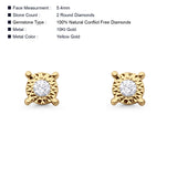 Solid 10K Gold 5.4mm Classic Round Diamond Stud Earrings