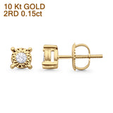 Ohrstecker aus massivem 10-karätigem Gold, 5,4 mm, klassische runde Diamant-Ohrstecker
