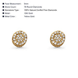 Solid 10K Gold 5mm Round Shaped Diamond Stud Earrings With Screw Backing